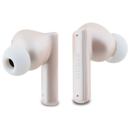 Guess GUTWST88MCTGP TWS Bluetooth-Kopfhörer + Dock, rosa/rosa Kapsel, bedrucktes Logo