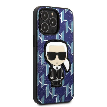 Original Handyhülle IPHONE 13 PRO Karl Lagerfeld Hardcase Monogram Ikonik Patch blau
