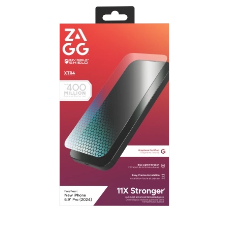 Szkło ochronne ZAGG InvisibleShield Glass XTR4  z grafenem i filtrem światła niebieskiego na iPhone 16 Pro Max