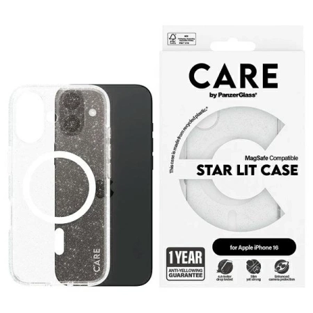 CARE by PanzerGlass Flagship Star Lit Case iPhone 16 6,1" weiß/weiß MagSafe 1341