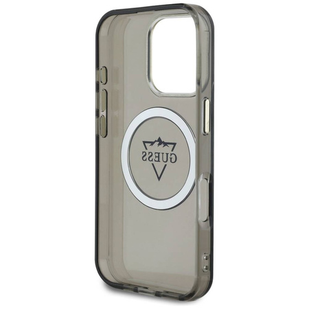 Original Case IPHONE 16 PRO Guess IML Metal Mountain Logo MagSafe black