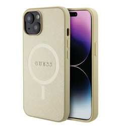 Guess nakładka do iPhone 15 Plus 6.7&quot; GUHMP15MPSAHMCB złota hardcase Saffiano MagSafe