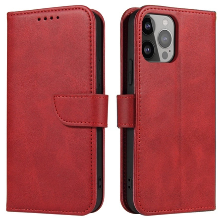 Etui portfel z klapką podstawką do iPhone 15 Pro Magnet Case - czerwone