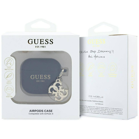 Original Handyhülle APPLE AIRPODS 4 Guess 4G Charm Collection (GUA4LECG4K) schwarz