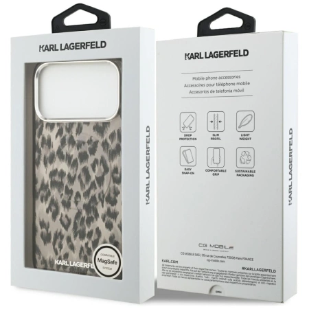 Karl Lagerfeld IML Leopard Pattern MagSafe Case for iPhone 17 Pro Max - Brown