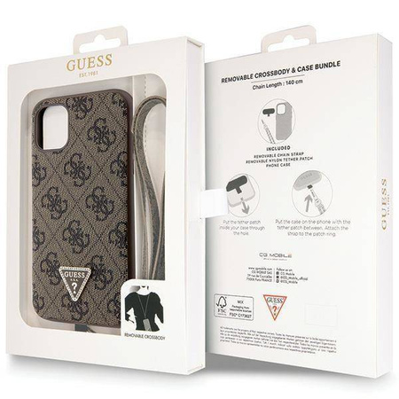 Oryginalne Etui IPHONE 11 / XR Guess Hardcase Crossbody 4G Metal Logo (GUHCN61P4TDSCPW) brązowe