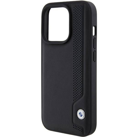 Oryginalne Etui APPLE IPHONE 15 PRO MAX BMW Hardcase Leather Blue Dots (BMHCP15X22RBDK) czarne