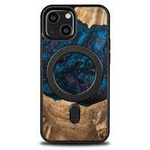Wood and Resin Case for iPhone 13 Mini MagSafe Bewood Unique Neptune - Navy and Black