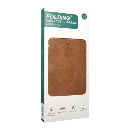 Podkładka pod mysz + ładowarka indykcyjna 15W OJD-82 brązowa/szara