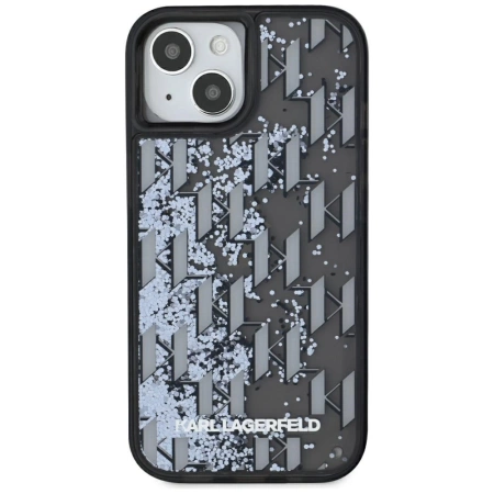 Karl Lagerfeld Liquide Glitter Monogram Gradient iPhone 15 Hülle - Schwarz
