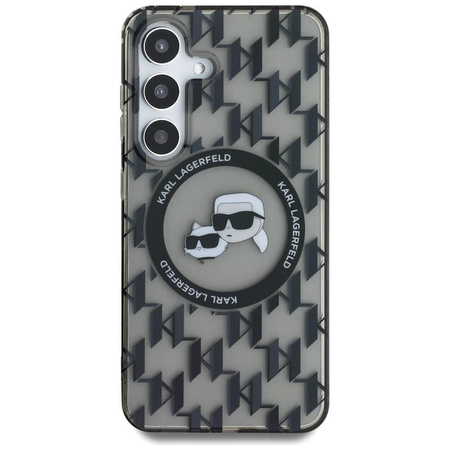 Etui Karl Lagerfeld Button Karl&Choupette Heads On KL Pattern MagSafe Samsung Galaxy S25 czarny