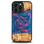 Bewood Unique Vegas Holz- und Harzhülle für iPhone 13 Pro – Rosa und Blau