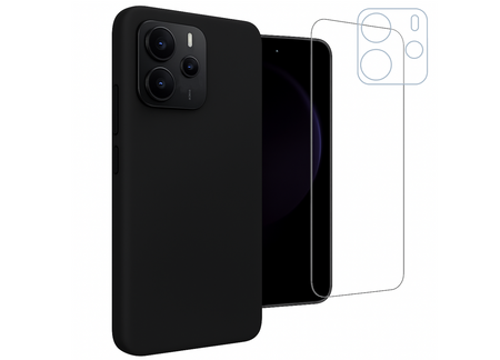 Etui do Xiaomi Redmi Note 14 4G czarne + Szkło na ekran + Szkło na aparat