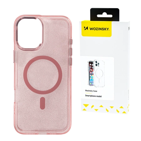 Etui Wozinsky Glitter Case z Mag Safe na Samsung Galaxy S25+ - różowe z brokatem