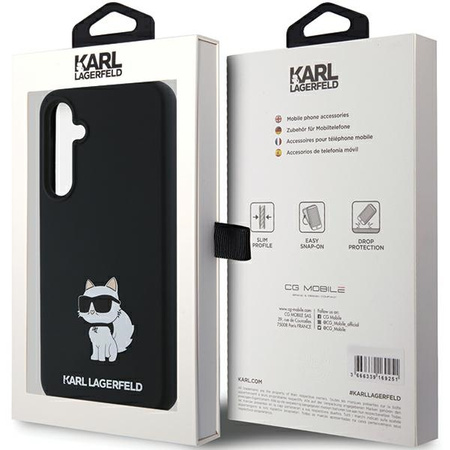 Oryginalne Etui KARL LAGERFELD hardcase Silicone Choupette Metal Pin KLHCSA35SMHCNPK do Samsung Galaxy A35 czarny