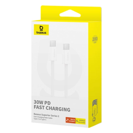 Baseus Superior Series II USB-C – USB-C 30 W 480 Mbit/s 2 m Kabel – Weiß