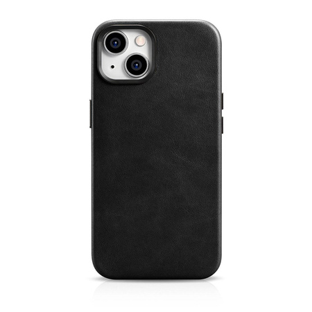 iCarer Oil Wax Premium Leather Case skórzane etui iPhone 14 magnetyczne z MagSafe czarny (WMI14220701-BK)