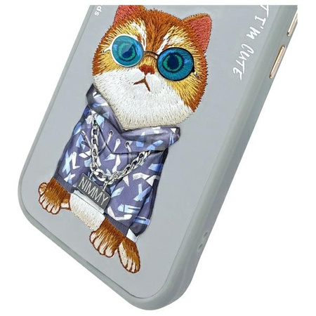 Nimmy etui iPhone 15 6.1" szary/gray      Glasses Cool Cat
