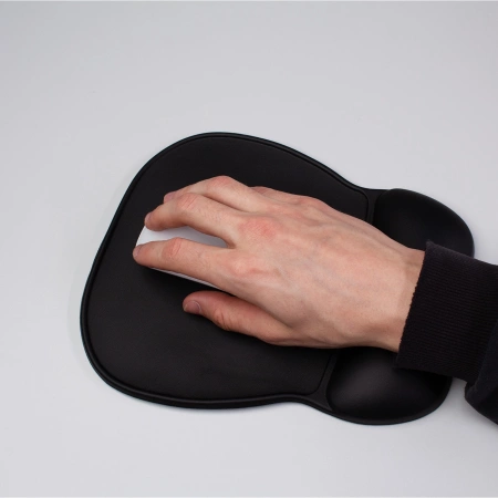 Wozinsky Podkładka pod Mysz i Nadgarstek żelowa Eco skóra duża antypoślizgowa - czarna