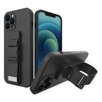 Kordeltasche Gelhülle mit Umhängeband Kette Umhängeband Samsung Galaxy A22 4G schwarz