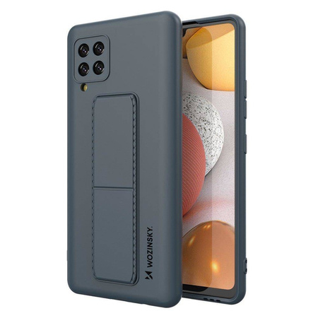 Wozinsky Kickstand Case elastyczne silikonowe etui z podstawką Samsung Galaxy A42 5G granatowy