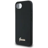 Guess Silicone Script Metal Logo MagSafe iPhone 16e Case - Black