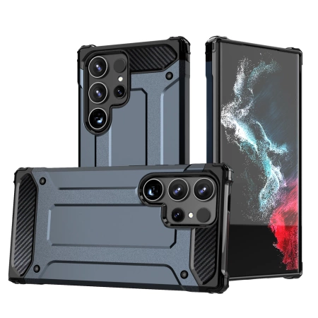Pancerne hybrydowe etui Hybrid Armor pokrowiec futerał na Samsung Galaxy S25 Edge - niebieskie