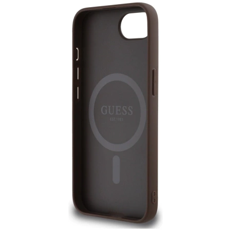Etui Guess 4G Ring Classic Logo MagSafe  na iPhone 16e - brązowe