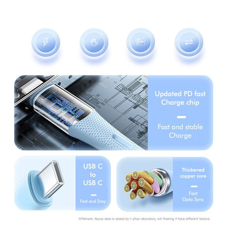 KABEL T-PHOX GENTLE USB-C/USB-C 60W 1M WHITE