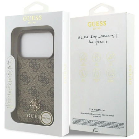Etui Guess 4G Small Classic Logo MagSafe na iPhone 17 Pro - brązowe