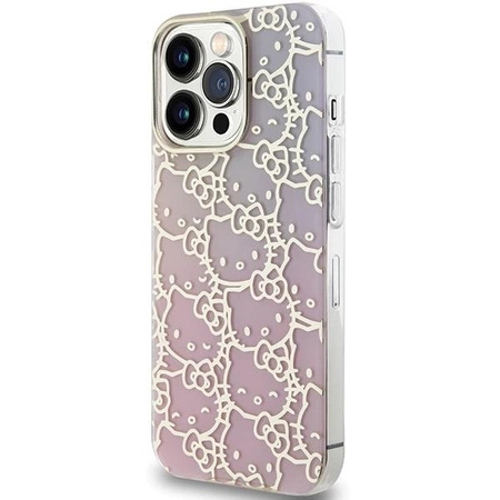 Etui Hello Kitty IML Gradient Electrop Crowded Kitty Head na iPhone 15 Pro Max - różowe