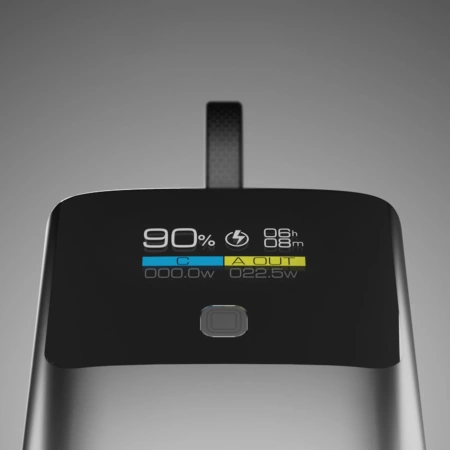 SBS 10000mAh PD 20W Powerbank with LCD Display and Built-in USB-C Cable - Gray