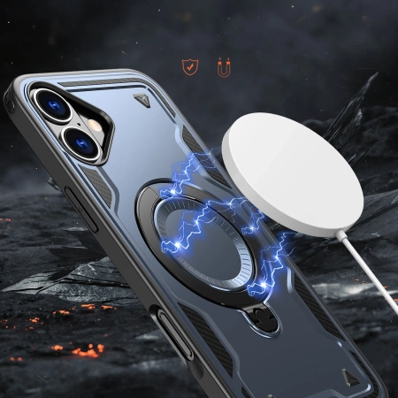 Hybrid Armor Trendige Hülle mit MagSafe für iPhone 16 Plus – Blau