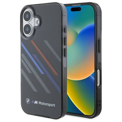 Original Handyhülle IPHONE 16 PLUS BMW Hardcase Motosport IML Random Stripes (BMHCP16M23HTRAK) schwarz