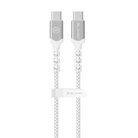 Blavec Kabel Raptor pleciony - Typ C na Typ C - PD 60W 3A 1 metr (CRA-CC3WS10) biało-srebrny