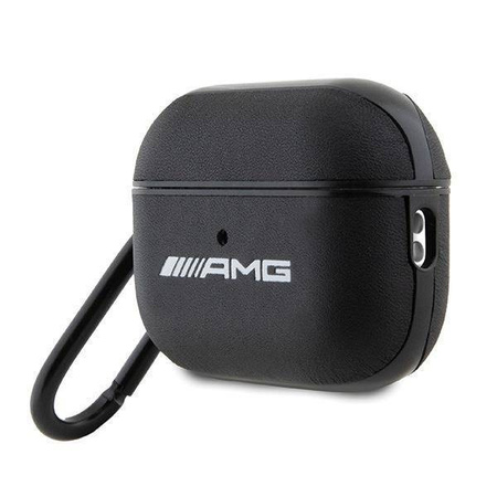 Original Handyhülle APPLE AIRPODS PRO 2 Mercedes AMG Cover Leather White Logo (AMAP2SLWK) schwarz