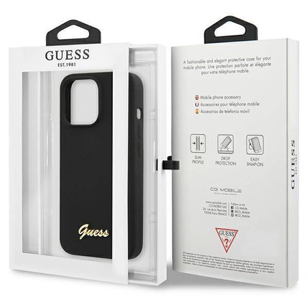 Guess GUHCP13XLSLMGBK iPhone 13 Pro Max 6,7" schwarz/schwarzes Hardcase Silikon Script Gold Logo