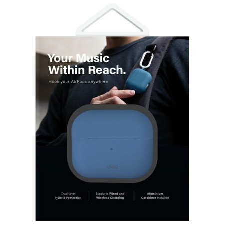 UNIQ etui Nexo AirPods 4 + Ear Hooks Silicone niebieski/pacific blue