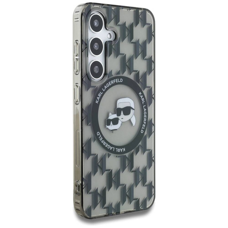 Etui Karl Lagerfeld Button Karl&Choupette Heads On KL Pattern MagSafe Samsung Galaxy S25 czarny