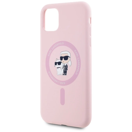 Karl Lagerfeld Silikon Karl&amp;Choupette MagSafe iPhone 11 Hülle - Rosa