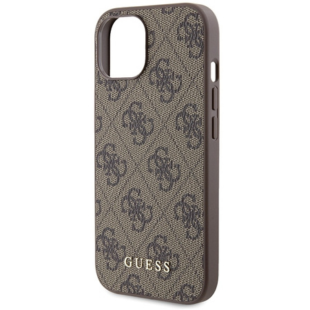 Guess 4G Metal Gold Logo case for iPhone 15 - brown