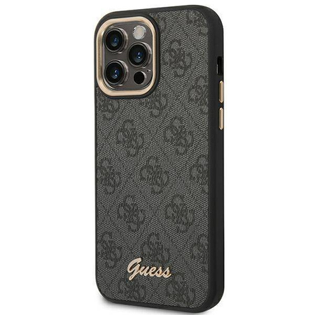 Original Case IPHONE 14 PRO MAX Guess Hard Case 4G Vintage Gold Logo (GUHCP14XHG4SHK) black
