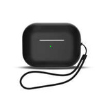 Silicone case for AirPods 1 / AirPods 2 + wrist strap lanyard - black