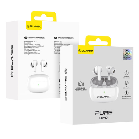 Blavec Słuchawki Bluetooth TWS BW01 Pure (BW01-W) białe