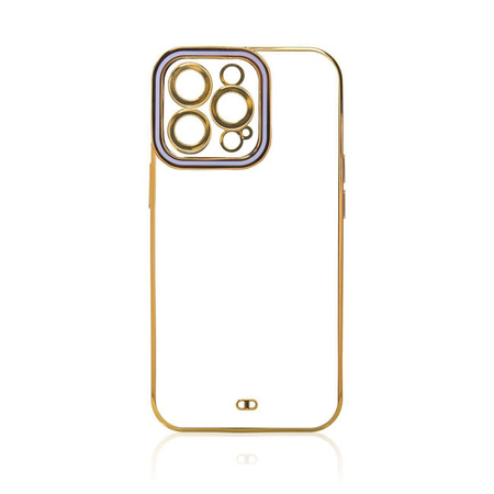 Fashion Case etui do iPhone 12 Pro żelowy pokrowiec ze złotą ramką fioletowy