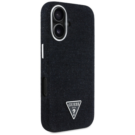 Original Case IPHONE 16 Guess Denim Triangle Logo MagSafe black