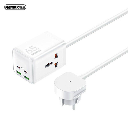 ŁAD SIEC REMAX GAN POWER STRIP 65W RP-U157 2xUSB+2xUSB-C 1.5M WHITE