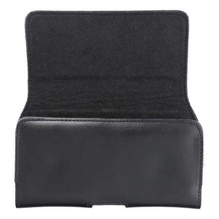 Skórzana uniwersalna kabura pozioma do paska - ROYAL / czarny - Rozmiar 2XL - do SAMSUNG A21s / S20 ULTRA / S21 ULTRA / A70 / A71 / XIAOMI REDMI 9 / HUAWEI P SMART PRO
