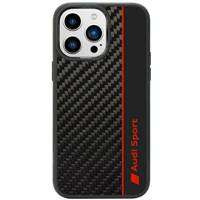 Audi Carbon Fiber Stripe iPhone 14 Pro 6,1" schwarz/schwarz Hardcase AUS-TPUPCIP14P-R8/D1-BK