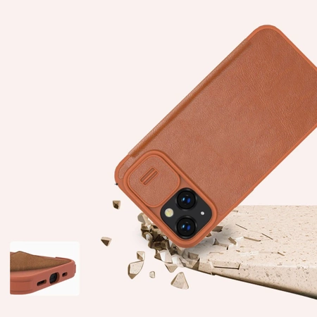 Nillkin Qin Leder Pro Hülle iPhone 14 Plus Kamera Cover Holster Cover Flip Case Schwarz